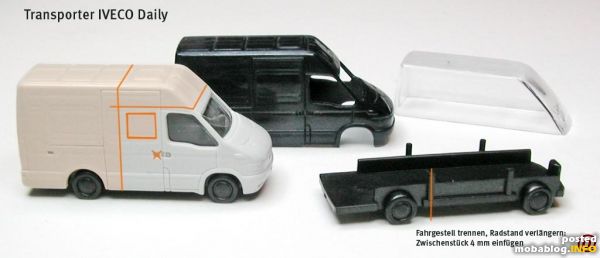 Nächster Level und vorläufiger Endpunkt meiner Auto-Operationen ist die Herstellung eines Pritschenwagen mit Doppelkabine. Als Basis dient ein IVECO Daily.