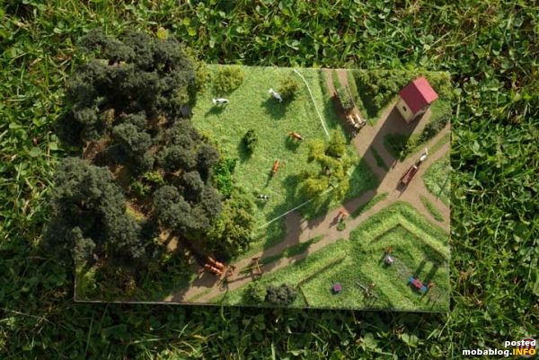 Ein Blick von oben auf das Diorama.