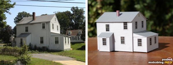 Hier als Vergleich die R�ckseite des Hauses im Vorbild und im Modell.