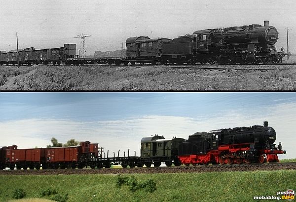 Preußische G8 unterwegs auf dem Lande mit leichtem Güterzug ....