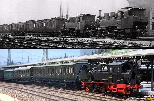BR 70 (leider nur einmal vorhanden ;-) ) abfahrbereit mit ihrem Zug im Bahnhof