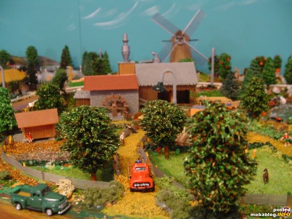 De oprit naar de zagerij. Met op de achtergrond een typische Nederlandse molen.