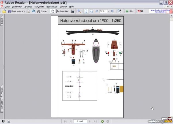 Ich habe dann das Modell in der normalen Version gebaut (eine Profiversion mit echter Drahtreling gehe ich vielleicht später noch einmal in Angriff) und das Ergebnis sieht wie folgt ...