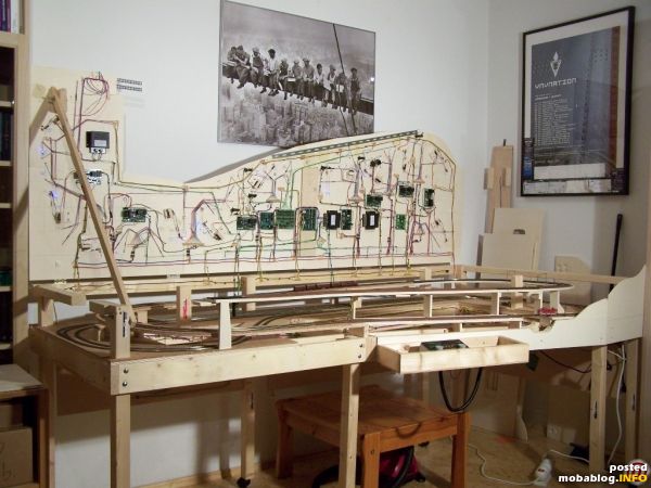 Im letzten Thread hatte jemand gefragt, wie ich das mit dem "Hochklappen" der Anlage gemacht habe. Sorry, dass ich das erst jetzt zeige. Über Scharniere und die Stütze links im ...