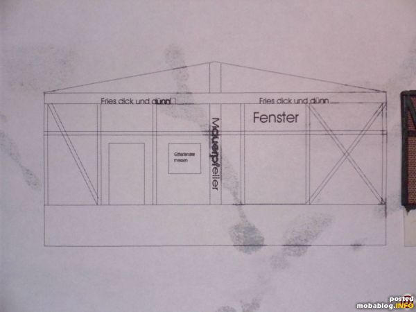 Die Giebelwand zur späteren Kopframpe. Corelausdruck und dann weiter wie bei Seitenwand.