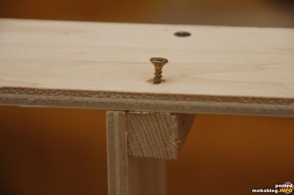 Ich habe mich entschieden, den Rahmen zusammenzuschrauben, und nicht zu leimen. Üblicherweise wird Schrauben und Leimen empfohlen. Für so eine kleine Anlage oder auch kleinere Module/Segmente sind reine Schraubverbindungen aber ...