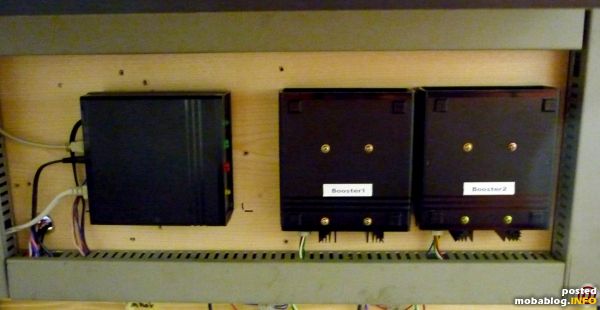 Die fertig verdrahte OpenDCC Zentrale incl. zwei Booster