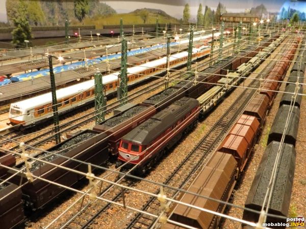 Blick auf die orientrote Oberhausener 232. Die S10 ist inzwischen am Bahnhof angekommen.