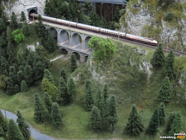 In der Gegenrichtung rollt der DR-Triebwagenzug "Vindobona" gerade über die Krauselklause zu Tal.