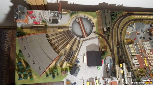 Vogelperspektive des umgebauten Dioramas.
Oben rechts, angrenzend zum Museums-Schuppen, ist schon ein