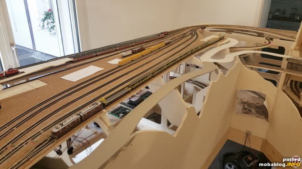 Der Bahnhof enthält Gleisanlagen für einen Autoverlad im Stile der BLS...