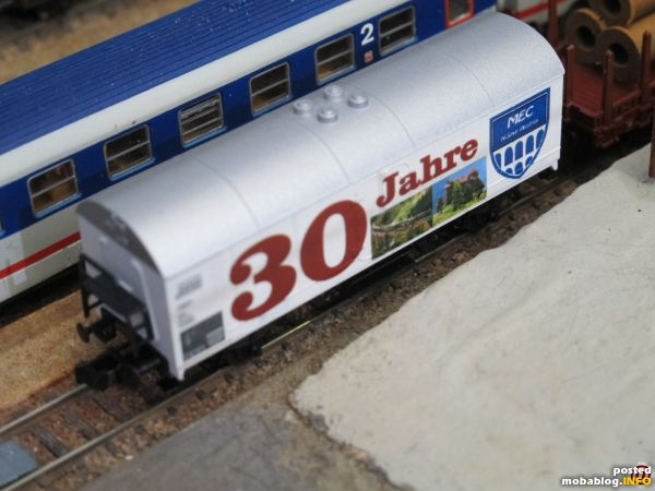 Anlässlich des 30-jährigen Bestehens des MEC N-Spur Austria (1989-2019) wurde ein Kühlwagen mit Motiven des Clubs mit Decals gestaltet und auch bereits auf der Ausstellung eingesetzt
