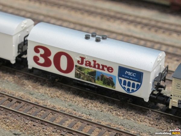 Hier das Sondermodell 30 Jahre MEC N-Spur Austria in Nahaufnahme auf der Anlage