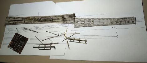 die Weiche 1:7,5 wird im Radius 1160 m aufgebogen, es ergibt sich dadurch die für die DKW benötigte Tangentensteigung von 1:9
sehr angenehm, wenn die Planung in AutoCad exakt mit dem ...