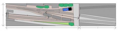 CLAIRTOWN LOWER STATION: Gleisplan und Ausgestaltung. Hier wurden PECO Medium Radius Bullhead Code 75 Weichen verwendet.