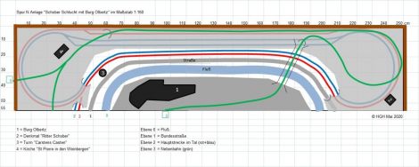 Der Gleisplan, wie bei mir üblich in excel gezeichnet.