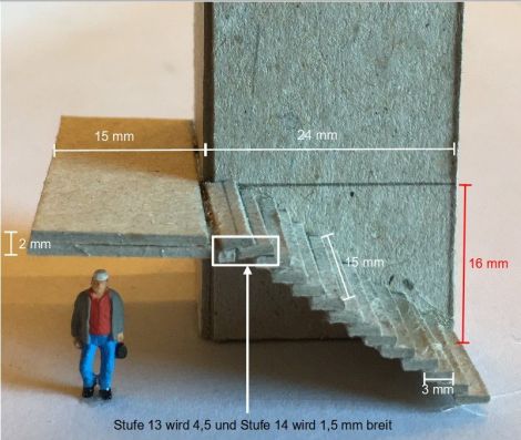 Empirische Konstruktion der Treppen in den gl&auml;sernen Aufg&auml;ngen und &Uuml;berpr&uuml;fung der korrekten Gr&ouml;&szlig;enverh&auml;ltnisse