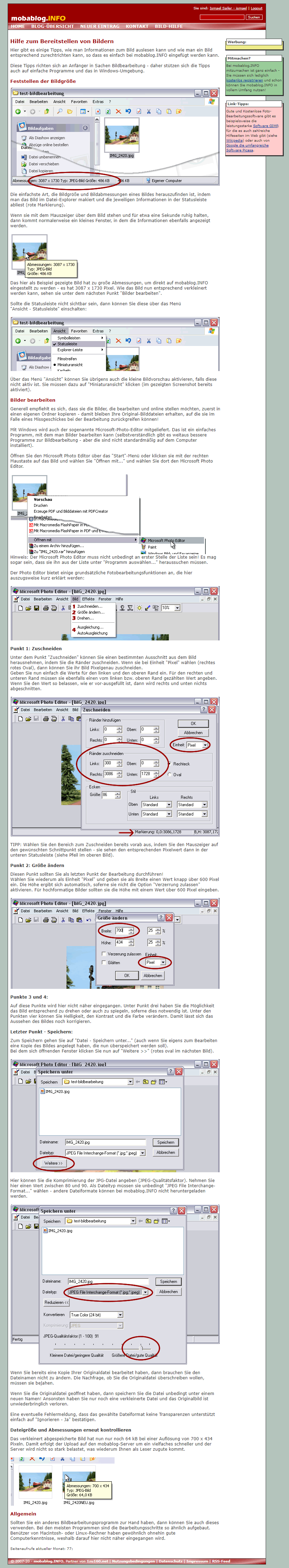 Alte Hilfeseite zum Bearbeiten von Bildern